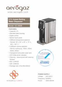 Aerogaz Instant Boiling Water Dispenser : 2.7L AZ288IB]