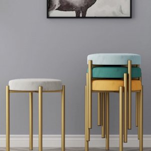 Nordic Stool in Grey and Gold 