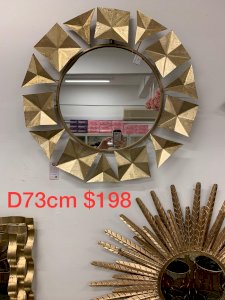 Gold diamond cut wall mirror 