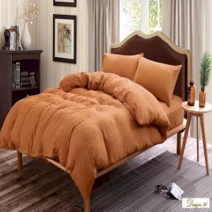 KING Bed CARAMEL COLOUR Fitted BedSheet + 2 Pillowcases Set