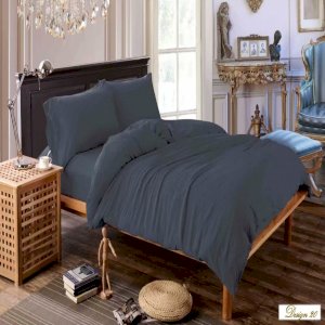 QUEEN BED GreyBLUE Color Fitted BedSheet + 2 Pillowcases Set plus Optional Bolster Case Cover