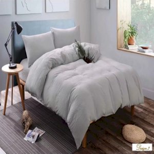 SUPER SINGLE LIGHT GREY Fitted BedSheet + Pillowcase Set plus Optional Bolster Case Cover