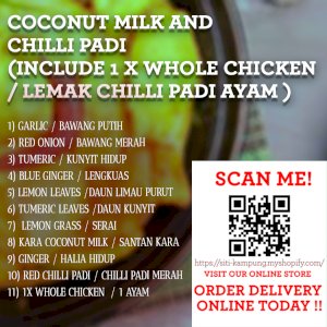 Coconut Milk with Chilli Padi Set Ingredients / Lemak Chilli Padi Ayam Bahan - (4-5 PAX Ingredients Preparation INCLUDE 1X Chicken Whole )