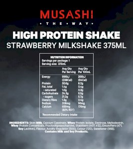 Musashi High Protein Shake / Drink Strawberry 375ml (Box of 6)